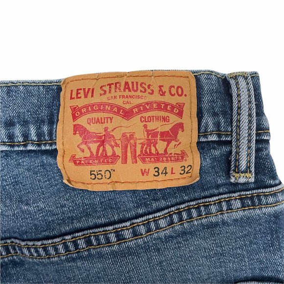 Levi’s Men’s 550 Relaxed Fit Medium Wash Jeans 34x32 ALTERED HEM TO 29” Inseam - Picture 9 of 10